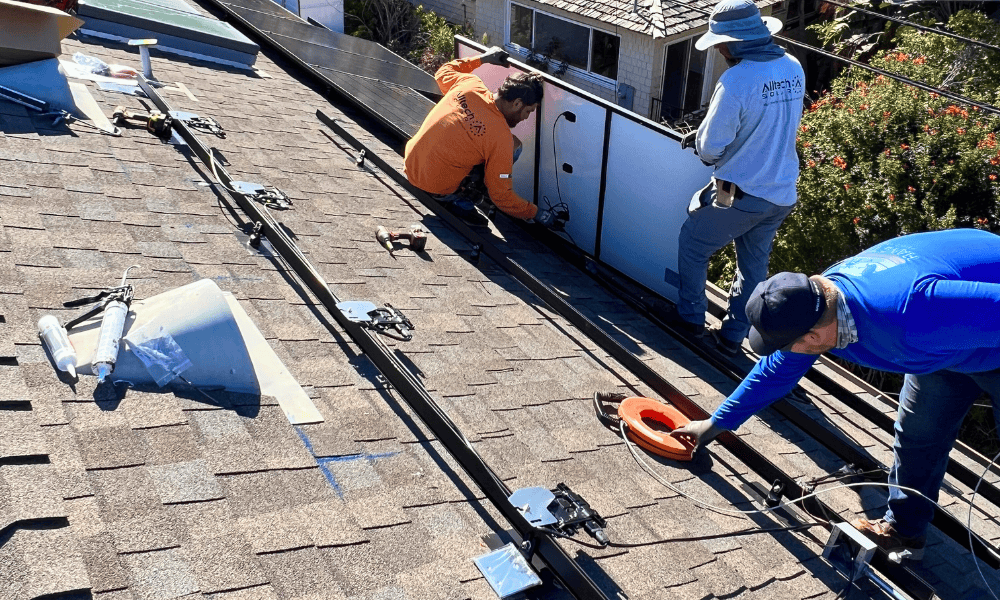The Mannheimer's asphalt shingle roof in La Jolla, CA, ready for solar panel setup